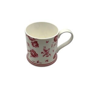 John Lewis Red Floral Toile Mug Birds Flowers English China 10 oz Coffee Cup